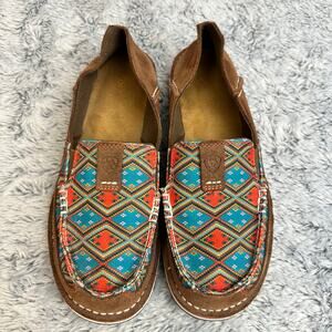 Ariat Cruiser Slip On Loafers Brown Southwestern Aztec Print Women's Size 8.5